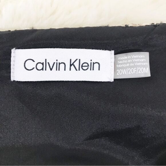 New CALVIN KLEIN Metallic Boucle Tweed Pencil Skirt Knee Length Neutral Size 20W - Picture 5 of 9